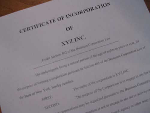 Certificate of Incorporation-Business